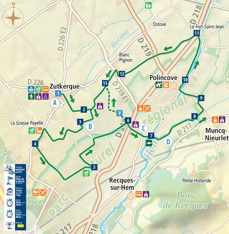 Carte du parcours de la randonnée La Dame aux Loups